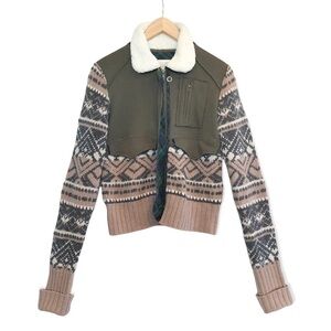 Free People Jacket, Mauvy Pink/Olive, Faux Shearling, XS
